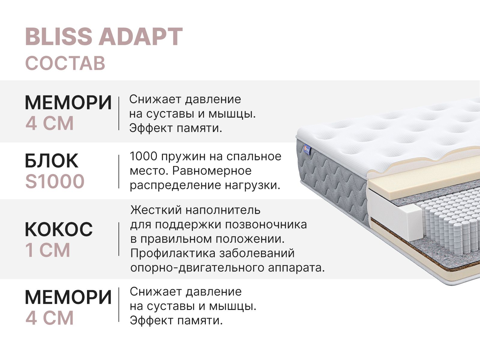 Матрас Димакс Bliss Adapt - Купить недорого по ценам от производителя в  Москве