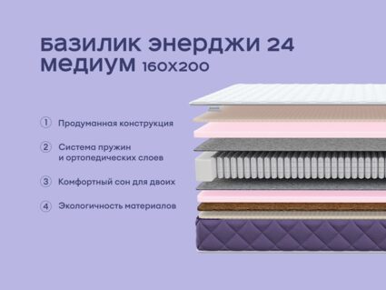 Кровать Димакс Левита Агат с п/м + матрас Базилик Энерджи 24 медиум ...