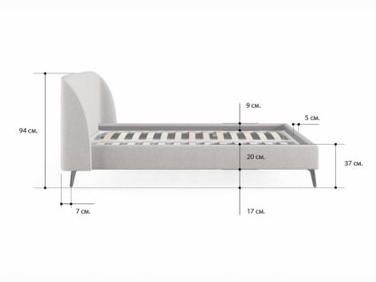 Кровать Сонум Rosa Кашемир Серый (без основания)