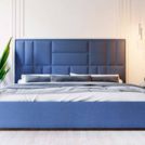 Кровать DreamLine Кубо рогожка синяя