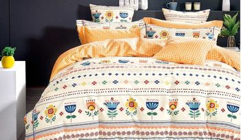 Комплект постельного белья оранжевое Асабелла 1473