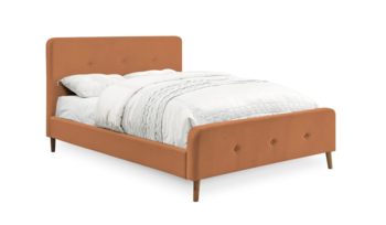 Кровать мягкая в скандинавском стиле Фиеста Мебель Левита велюр Vivaldi 31 оранжевый (с основанием)