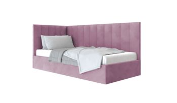 Кровать мягкая розовая Beautyson Vivien угловая велюр Formula 392 розовый (с основанием)