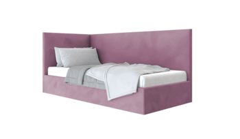 Кровать мягкая розовая Beautyson Adelina угловая велюр Formula 392 розовый (с основанием)