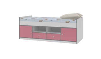 Кровать шкаф Формула мебели Дельта-19.01 Сильвер Белый/Розовый
