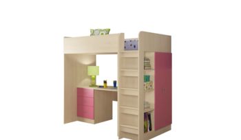 Кровать шкаф Формула мебели Теремок-3 Дуб молочный/Розовый