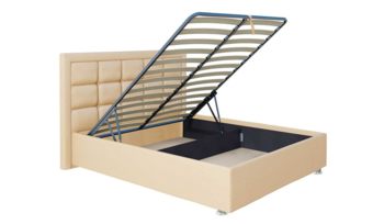 Кровать мягкая с обивкой из экокожи Sontelle Эрмон Luxa Almond с подъемным механизмом