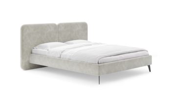 Кровать мягкая в скандинавском стиле Сонум Brooklyn Микровелюр Светло-серый (с основанием)