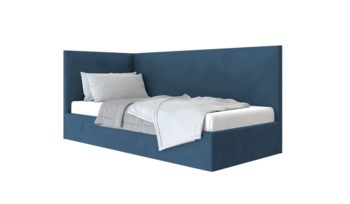 Кровать детская 80х180 см Beautyson Adelina угловая велюр Formula 767 темно-синий (с подъемным механизмом)