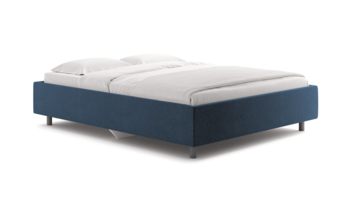 Кровать синяя Сонум Scandinavia Рогожка Деним (с подъемным механизмом)