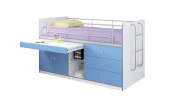 Кровать шкаф Формула мебели Дюймовочка-6 Белый/Голубой