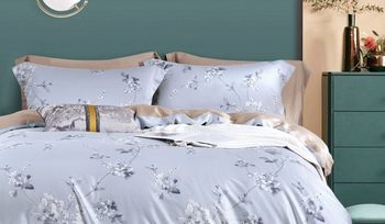 Комплект постельного белья серо-голубое Асабелла 1684