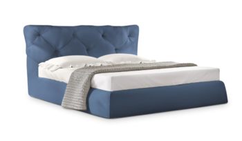 Кровать синяя Фиеста Мебель Тесей шенилл Allure синий (без основания)