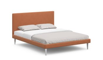 Кровать мягкая в скандинавском стиле Moon Trade Moon Family 1256 оранжевый велюр 74-162 (с основанием)