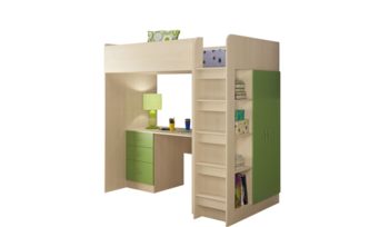 Кровать шкаф Формула мебели Теремок-3 Дуб молочный/Салатовый