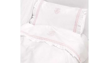 Комплект постельного белья португальское BOVI ВЕНЗЕЛЬ белый/розовый