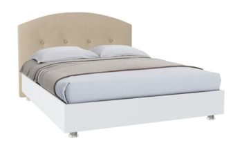 Кровать в классическом стиле Промтекс-Ориент Элва Мэйс белый + бежевый (с основанием)