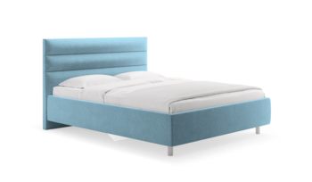 Кровать мягкая голубая Сонум Linda Рогожка Голубой (с основанием)