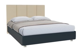 Кровать мягкая с обивкой из экокожи Промтекс-Ориент Риза Сонте черный + бежевый (с основанием)