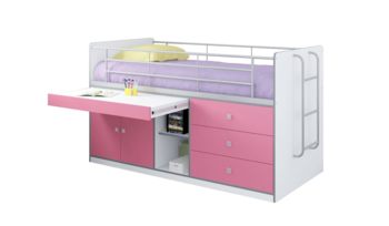 Кровать шкаф Формула мебели Дюймовочка-6 Белый/Розовый