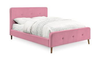 Кровать мягкая в скандинавском стиле Фиеста Мебель Левита велюр Vivaldi 16 розовый (с основанием)