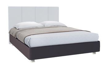 Кровать мягкая с обивкой из экокожи Промтекс-Ориент Риза Сонте коричневый + белый (с основанием)