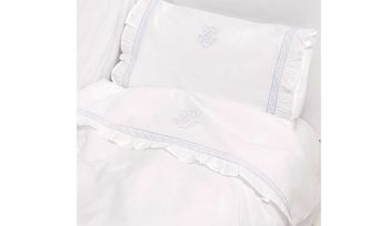 Комплект постельного белья с вышивкой BOVI ВЕНЗЕЛЬ белый/голубой