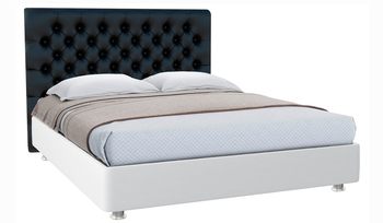 Кровать мягкая 110х200 см Промтекс-Ориент Tweeden 120 Сонте белый + черный (с основанием)