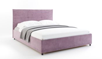 Кровать мягкая фиолетовая DreamLine Визби велюр серо-розовый (с подъемным механизмом)